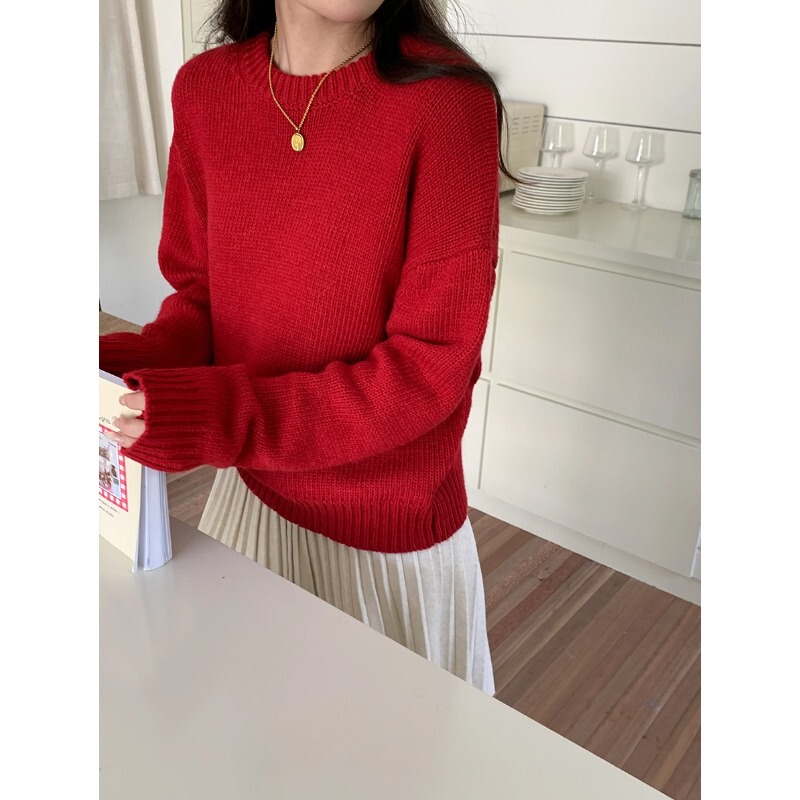 3Th Morning Holiday Atmosphere Retro Round Neck Loose Knitted Sweater for Small People Zy1931