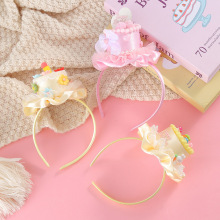 甜美洛丽塔生日蛋糕发箍 生日party珍珠发饰 仙气珍珠蕾丝发圈