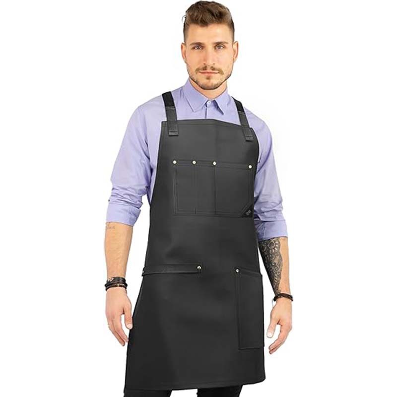 Transfronterizo Amazon delantal de piel logotipo personalizado horneado leche tienda de té manicuría barista ropa pu delantal al por mayor