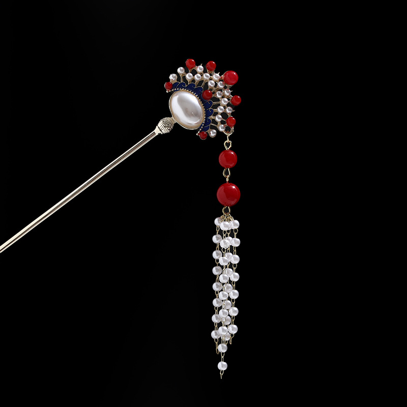 Rosa azul y blanco rhinestone flor horquilla mujeres de alto grado paso sacudida borla rizador de pelo horquilla estilo antiguo hanfu accesorios para el cabello otoño