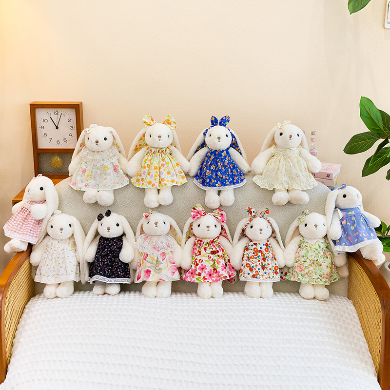 Cross-Border Hot-Selling Wholesale Floral Dress Lop-Eared Rabbit Doll Lolita Long-Eared Rabbit Plush Toy Children's Comfort Gift
