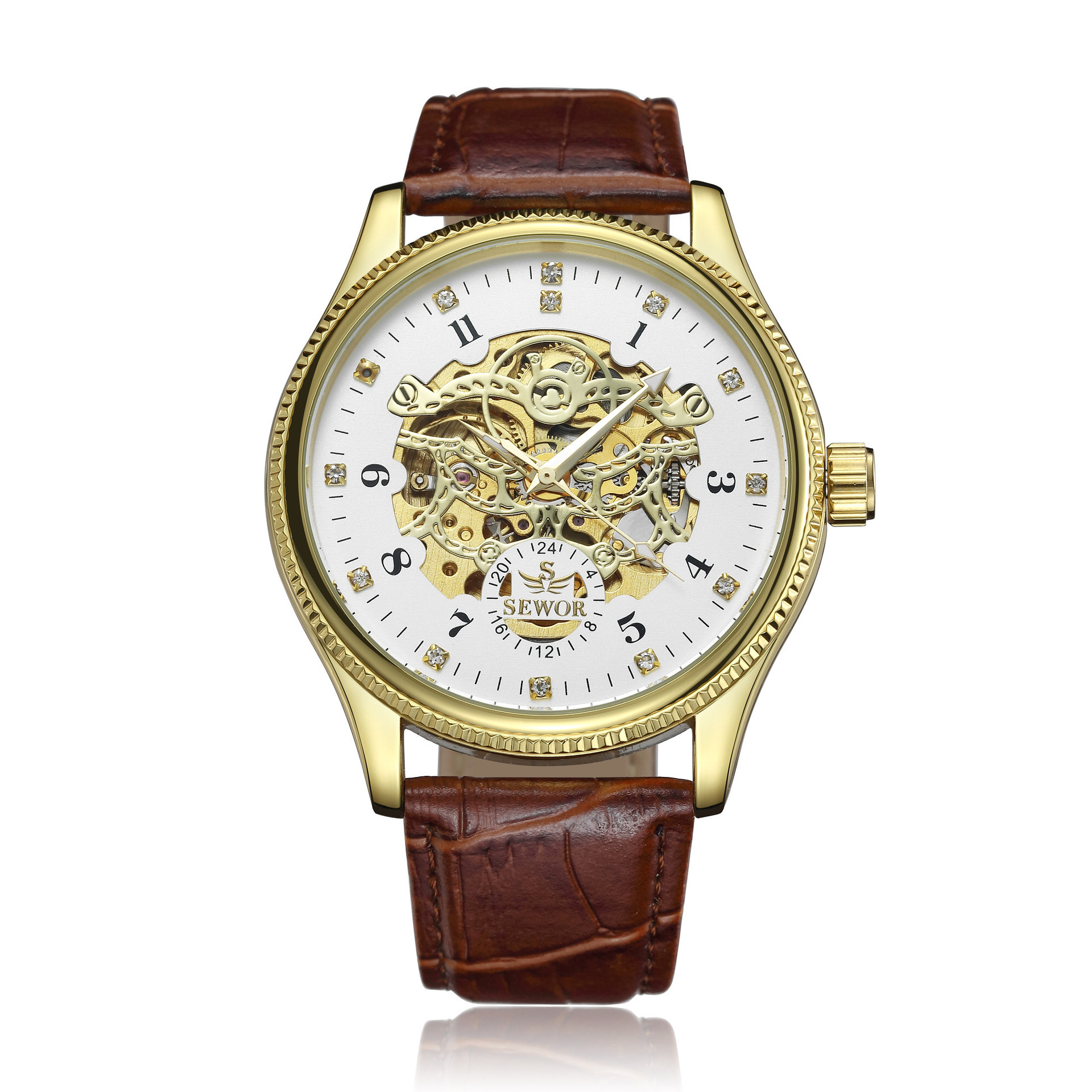 SEWOR reloj mecánico nueva moda casual de los hombres de moda hueco reloj mecánico automático e-commerce entrega de una sola pieza