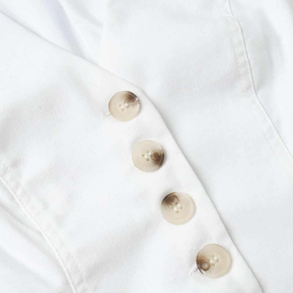 Bộ vest gile và quần short nữ chất liệu lanh cotton, áo khoét vai không tay, kiểu công sở — Màu mơ, Màu nâu đậm, Màu trắng, Màu xanh nước biển chi tiết 18