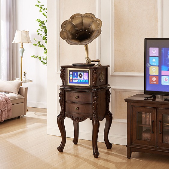 Odino Display Phonograph Karaoke Android Dual-System Home Audio Ktv Can Connect to Tv Vinyl Record Player