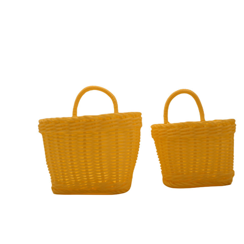 Cesta de picnic cuadrada de plástico tejido de imitación de caña PP canasta de compras canasta de recoger frutas canasta de frutas image 25
