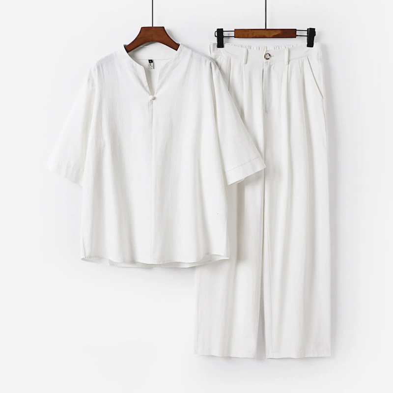 Одежда в стиле дзен в китайском стиле, чайная одежда, комплект одежды для мирян, китайский костюм Тан, улучшенное кимоно в стиле ханьфу, даосская одежда, буддийская мужская одежда