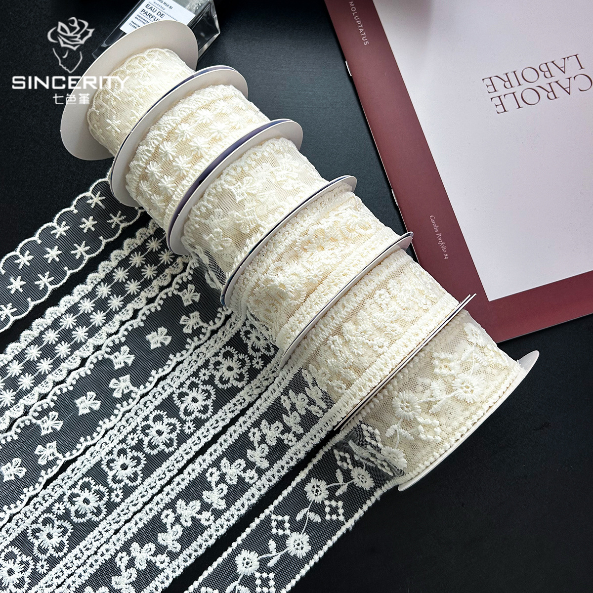 Siete colores cordier encaje jacquard cintas floral cintas floral florista embalaje DIY cintas de arco hechas a mano