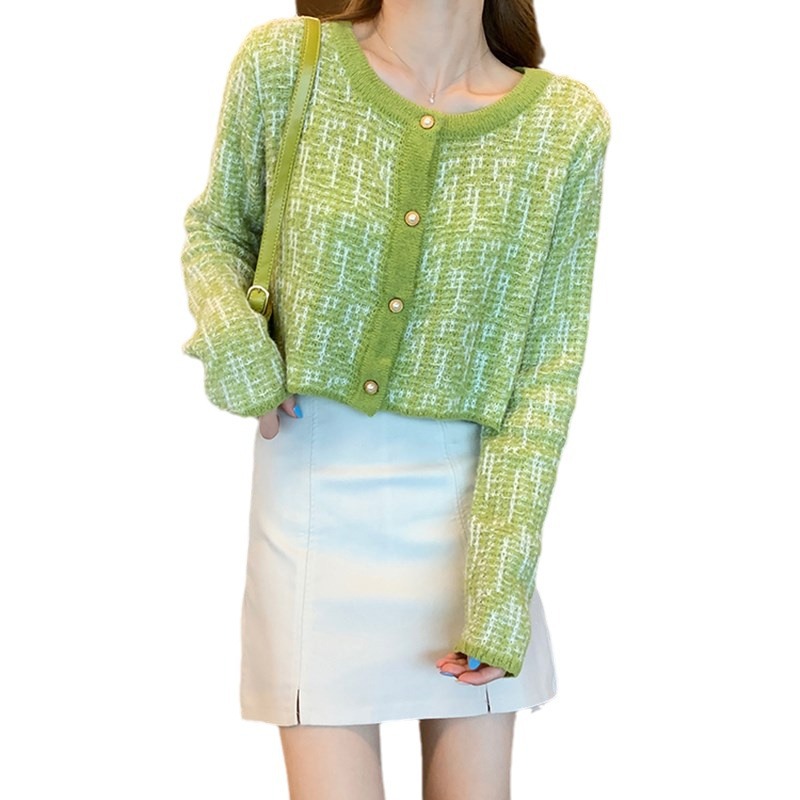 Cardigan with a round collar