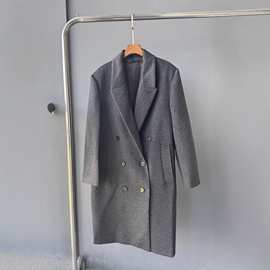 p660720xrk11.3 秋冬新款羊毛羊绒混纺中长款翻领直筒双面呢大衣