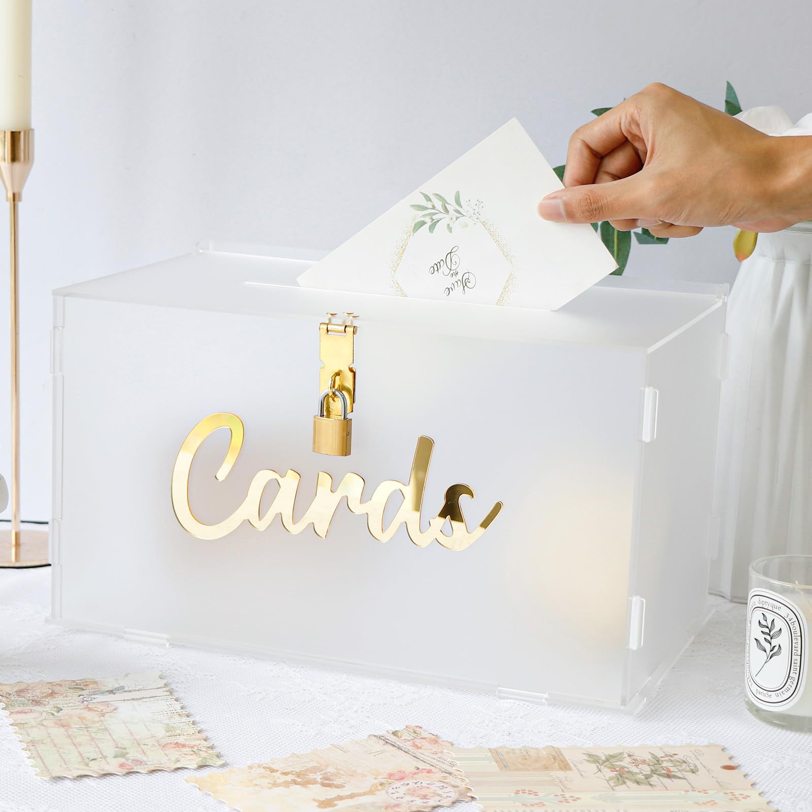 大号磨砂亚克力婚礼卡片盒带灯婚庆现场收集祝福信封拆装收纳盒子