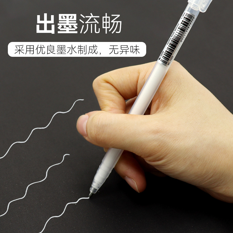 STA7405 STA pluma blanca de plata de oro cómic diseño de anime pluma gancho resalte pincel de dibujo pluma de alto brillo