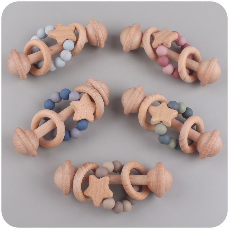 Nuevos juguetes infantiles de beech campana diente calmar bebé beech Júpiter clips cadena de tetas de silicona dos piezas conjunto