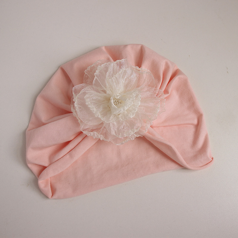 Gorro de bebé menina com flores proteção suave recém-nascida_voghion.com