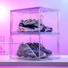 Thickened shoe box transparent large size sneaker side opening magnetic shoe rack shoe cabinet shoe wall plastic drawer anti-oxidation storage box