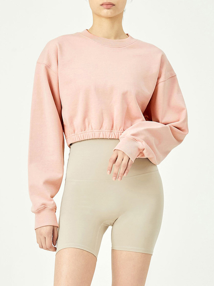 2024 otoño e invierno marca de moda americana algodón corto suéter de cuello redondo mujeres europeas y americanas tops de chicas calientes ombligo ropa deportiva de fitness
