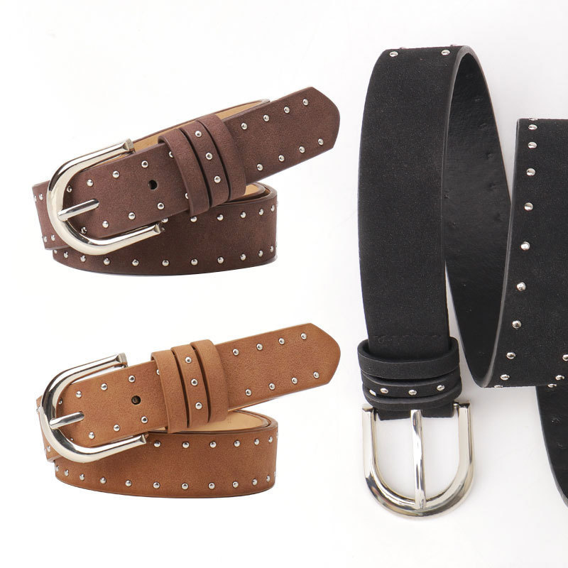 New Suede Belt Women's Cross-border Beads Western Style Women's Belt Trendy Hot Selling Simple Pin Buckle Belt New Suede Belt Women's Cross-border Beads Western Style Women's Belt Trendy Hot Selling Simple Pin Buckle Belt