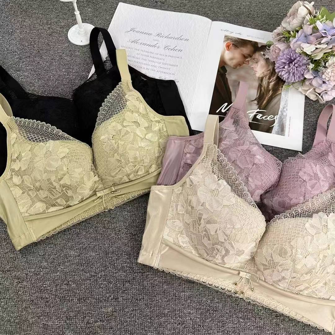 Nuevo sujetador de alta calidad de moda de encaje jacquard transpirable ajustable confortable cuatro botones tipo ropa interior de mujer