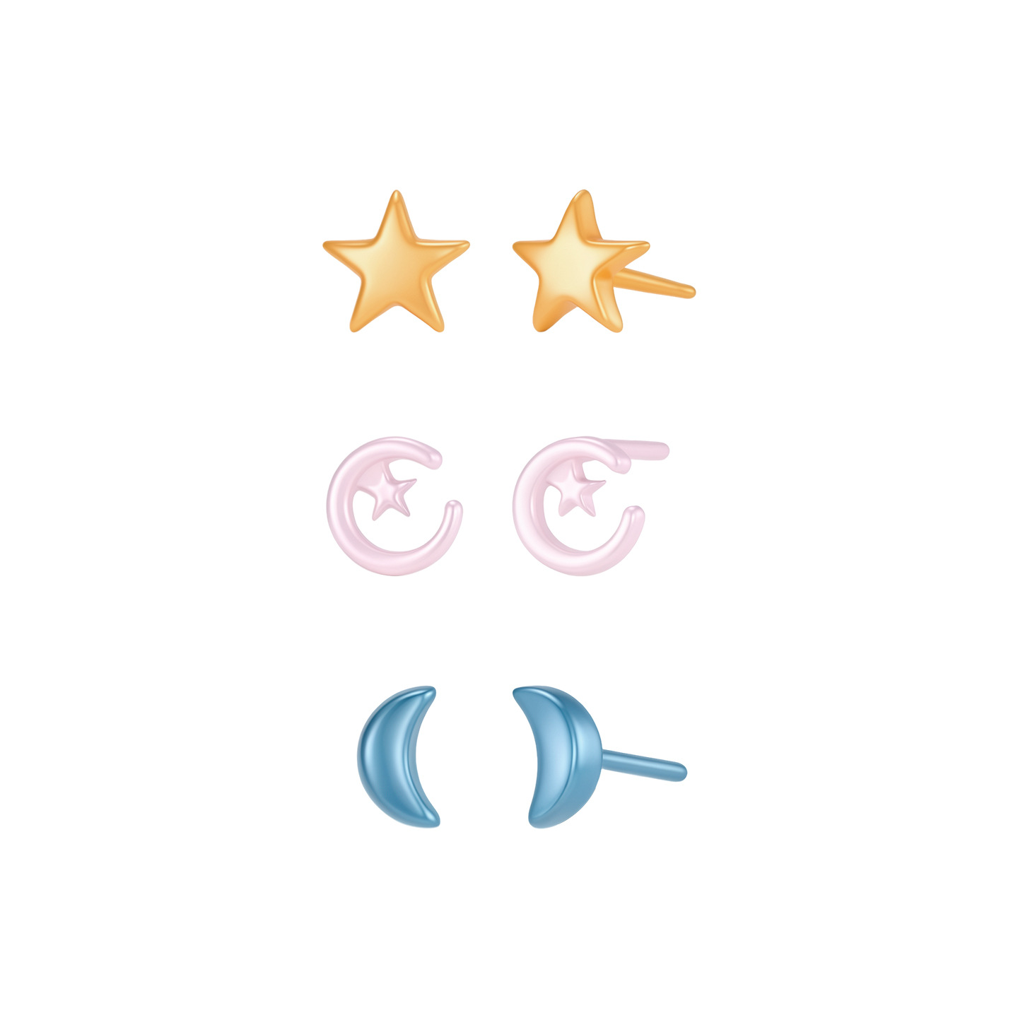Aretes de Cerámica con Diseño de Estrella y Luna para Uso Diario