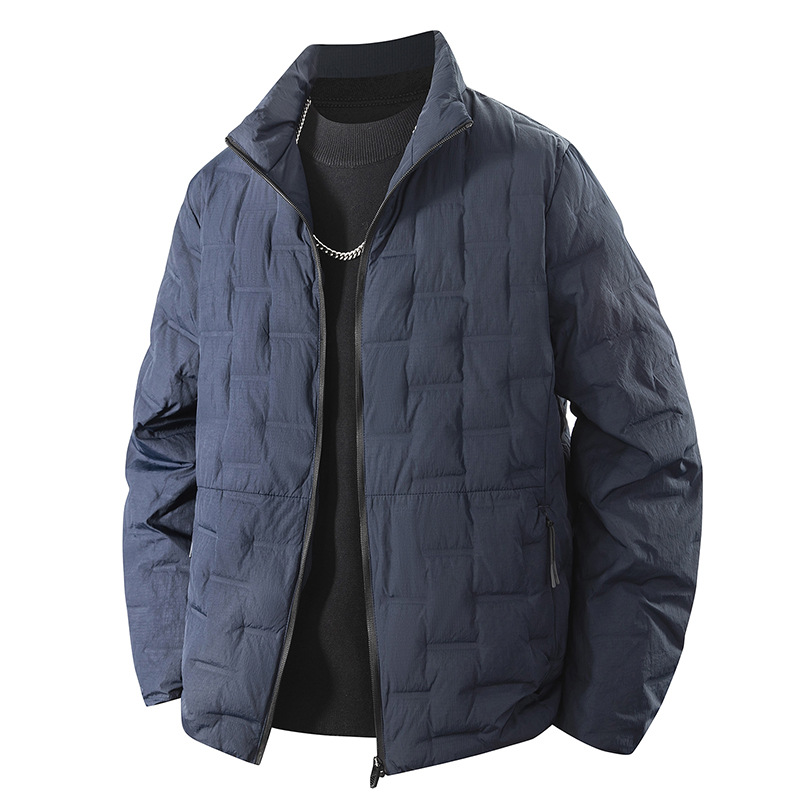 Chaqueta de invierno ligera para hombres 2025 invierno nuevo ocio versátil goma de prensa de collar 90 chaqueta caliente
