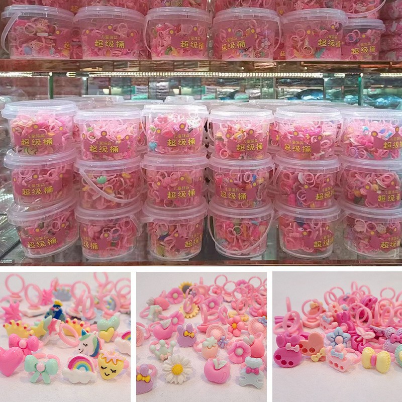 Anillo DE LOS NIÑOS lindo anillo de resina de dibujos animados en caja niña joyería juguete pequeño regalo al por mayor joyería del anillo