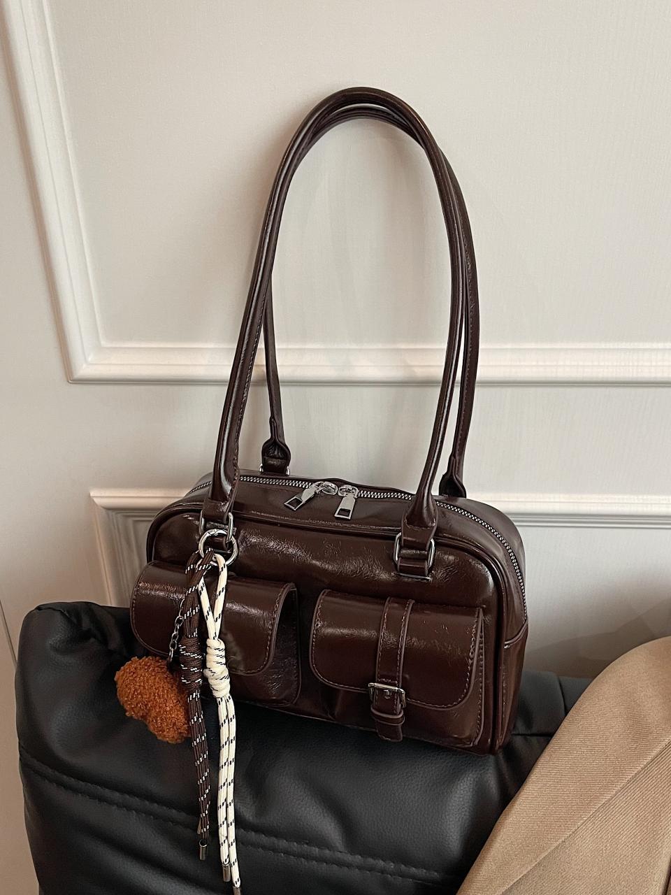 Nicho coreano Zhong explosivo bolso de brazo para mujeres 2025, nuevo retro de gran capacidad bolso de hombro de la marea universal bolso de viaje