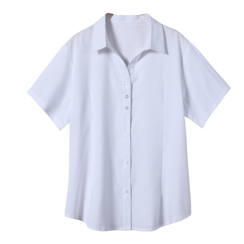 Plus size women's white shirt women's short-sleeved professional wear fat mm summer loose interview formal work clothes no-iron shirt