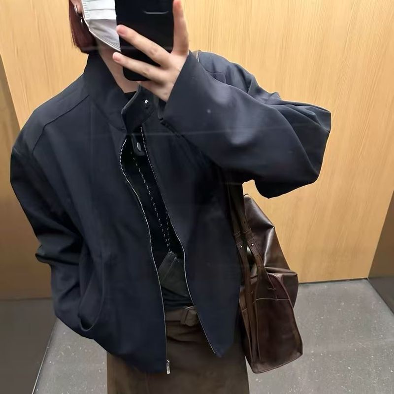 美式春秋哈灵顿夹克短款飞行员立领棒球服机车外套潮牌|undefined