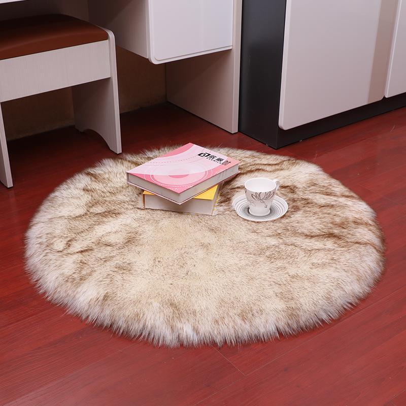 Car Carpet: Other Mat Home Decor - white-brown-tip-diameter-30cm-round