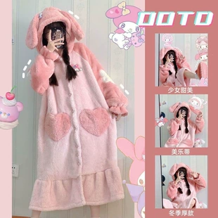 Халат-пижама с Милой Мелоди утеплённый из кораллового флиса