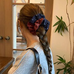韩国温柔拼接大肠发圈法式气质复古双层小蛮腰扎低马尾头绳发饰女