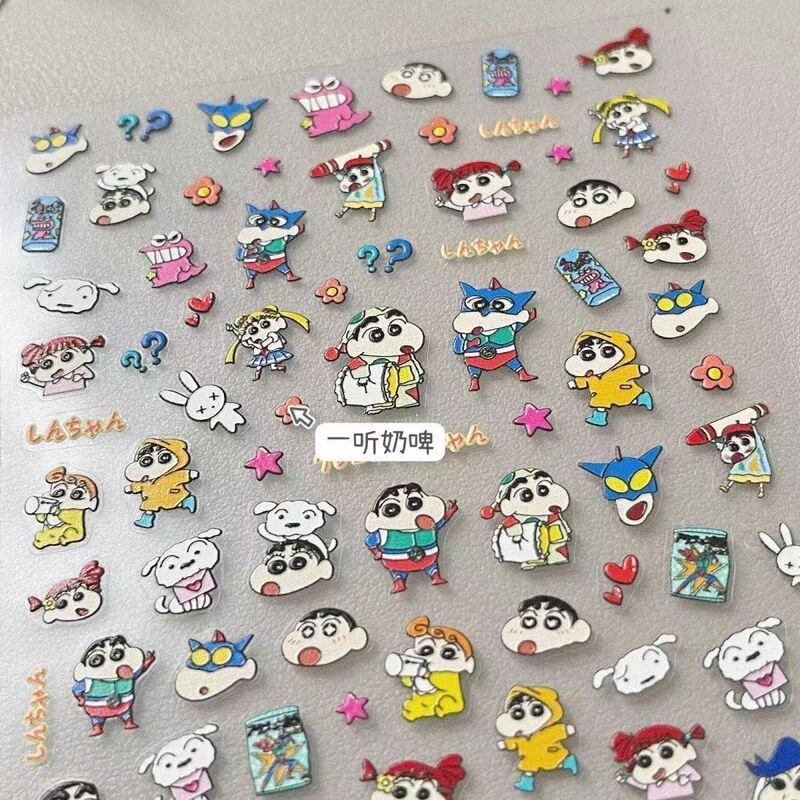 Little Red Book's Same Cartoon Character Crayon Shin-Chan Stereo Relief Pen Holder Manicure Cute Sticker Water Cup Nail