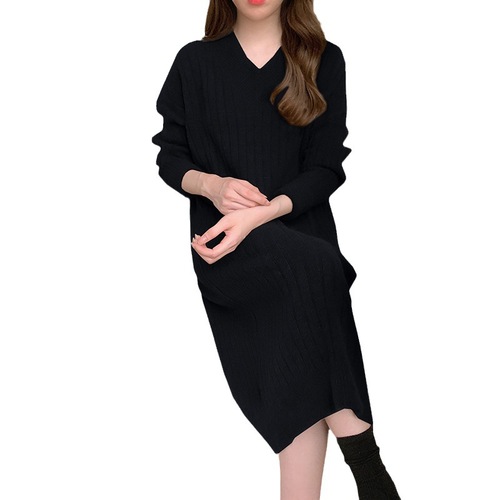 Autumn/Winter New Retro Chic Knit Dress for Women Loose Lazy Style with Overcoat Inner Layer Turtleneck Sweater Long Dress