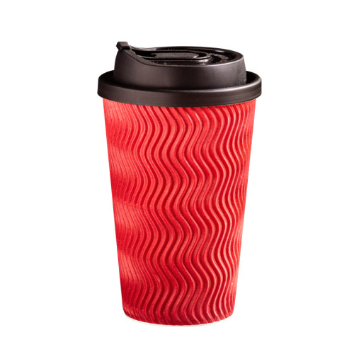 Disposable coffee paper cup, thickened anti-scalding corrugated paper cup, milk tea hot drink cup, take-out cup with leak-proof lid