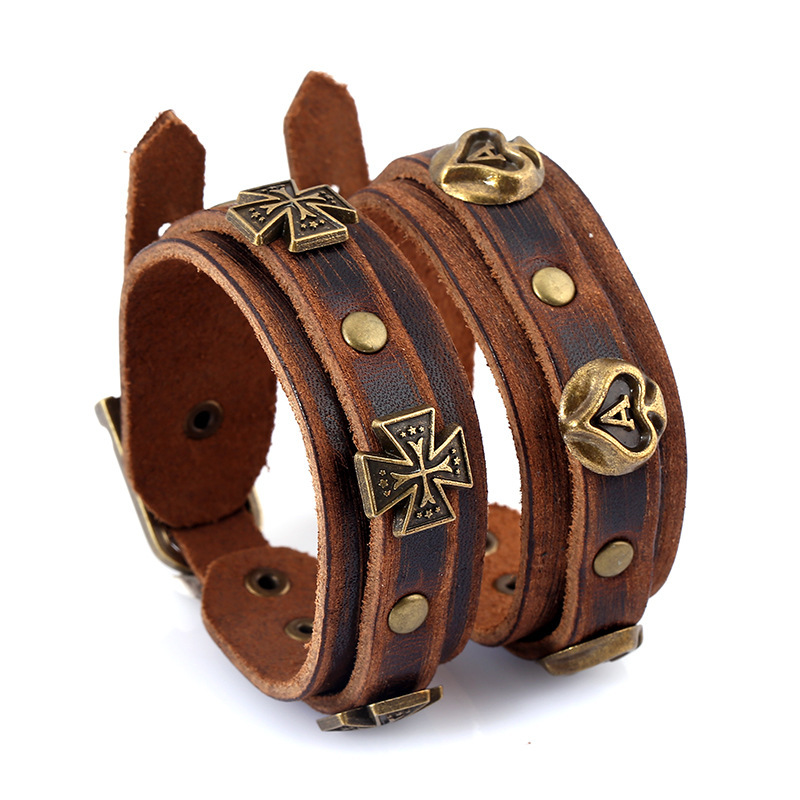 Cross-border e-commerce bracelet personality customization Europe and the United States retro do old men's cowhide bracelet Source manufacturers fast shipping Cross-border e-commerce bracelet personality customization Europe and the United States retro do old men's cowhide bracelet Source manufacturers fast shipping