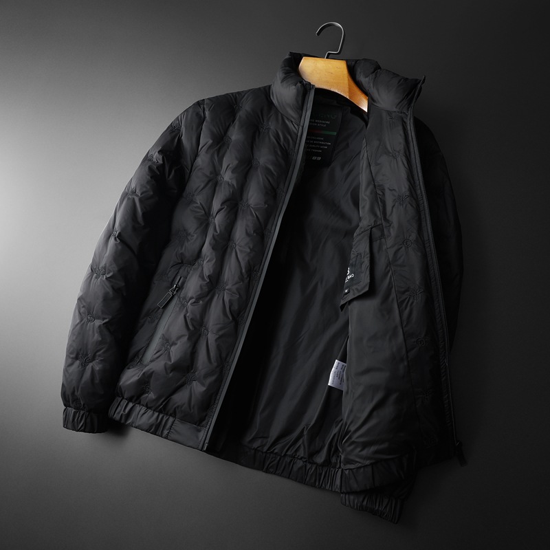 Men's Clothing fashion brand white duck Silk cotton jacket men 2023 winter new embroidery warm stand collar men's large size Silk cotton jacket_viptrois.com