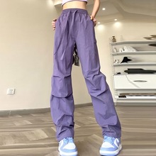 乌梅子酱紫色冰丝速干女款工装裤子新款夏季薄款多巴胺穿搭夏乌梅