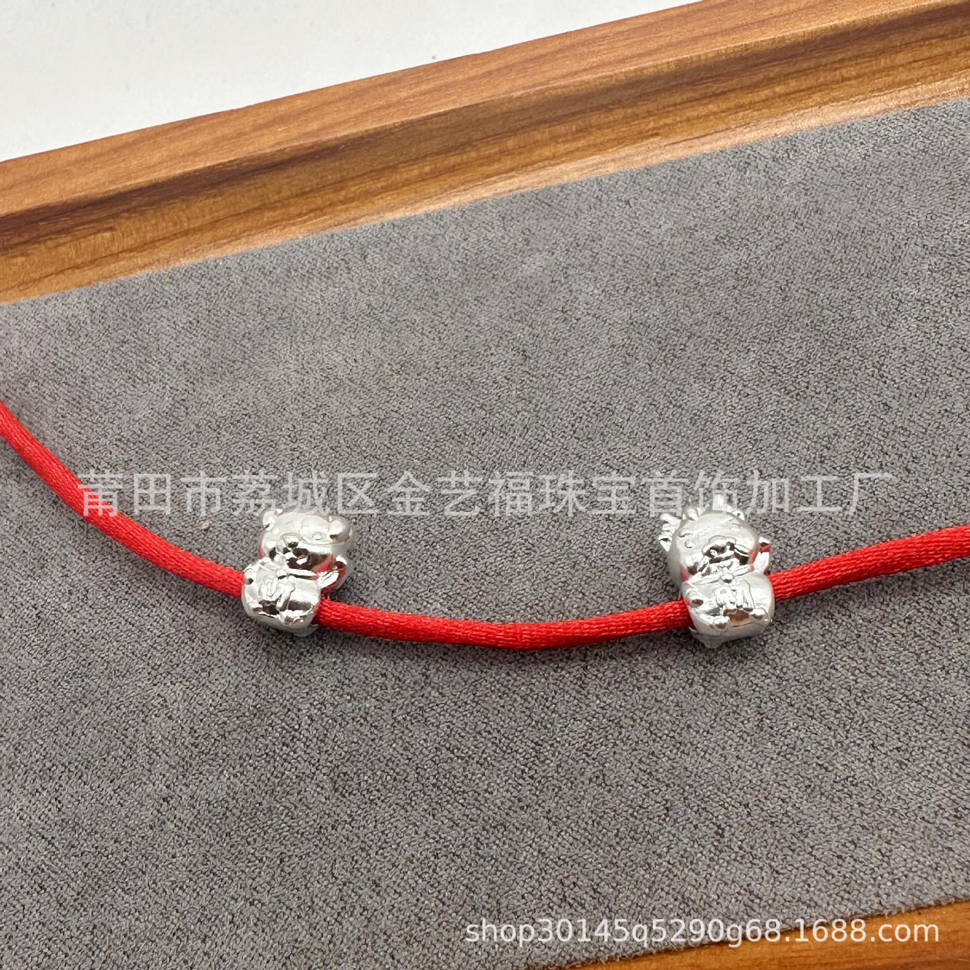 S999 Twelve Zodiac Sign Bracelet Spacer Beads Accessories DIY Braided String Bead Bracelet Pure Silver Material Accessories Rabbit Hair Crystal