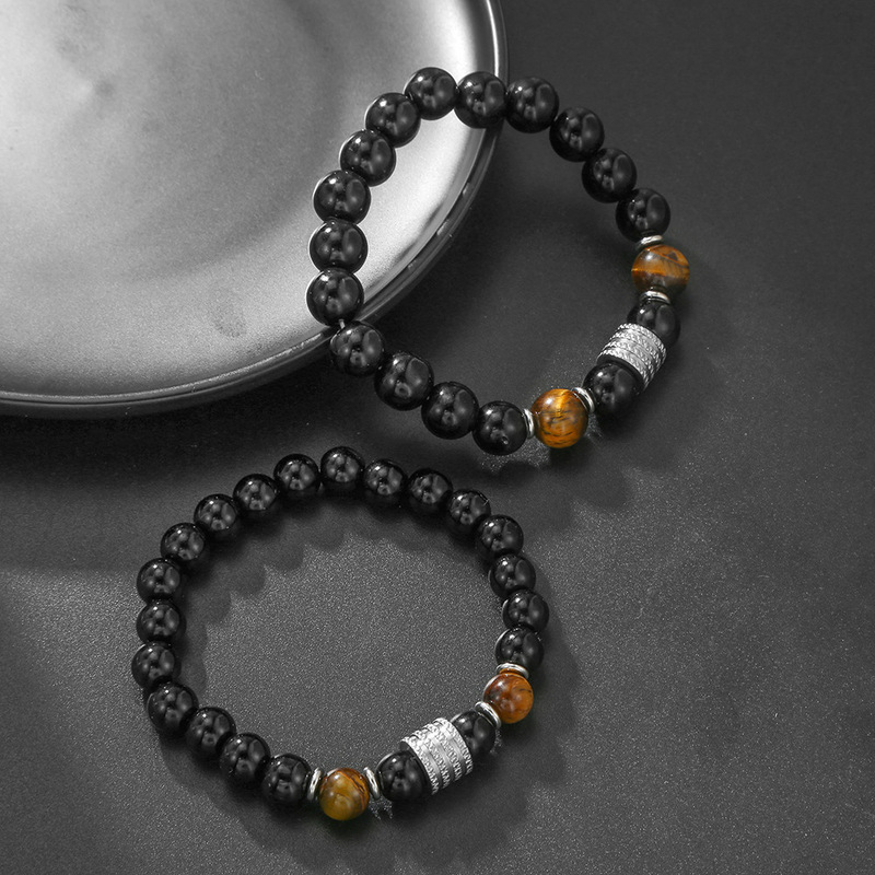 Cross-Border New Product Obsidian Diamond Bracelet Trendy Ins Niche Design Retro Fortune Bead Men's Bracelet