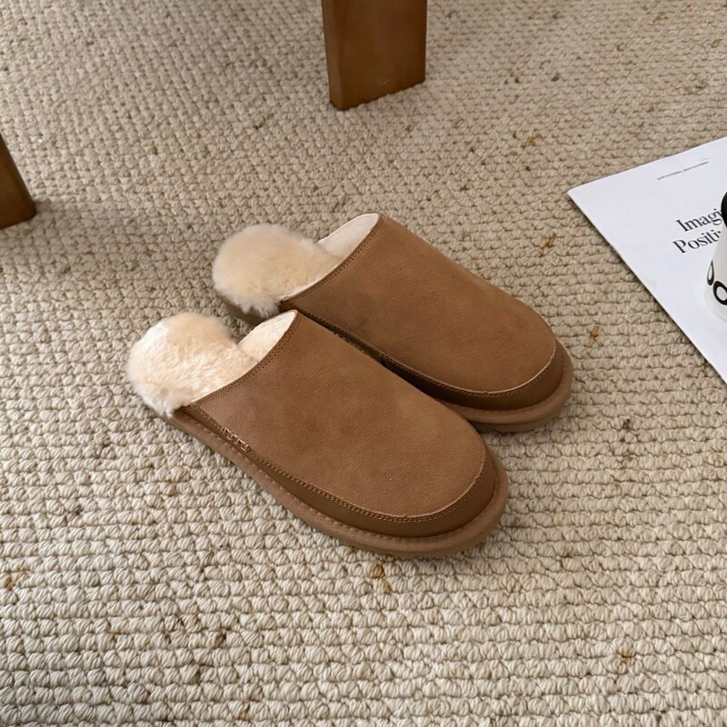 Sampo Snow Boots Nomad Slippers 2026 Model Sheepskin Wool Integrated New Men's Cotton Slippers Flat Sole Genuine Leather Warm Fur Shoes