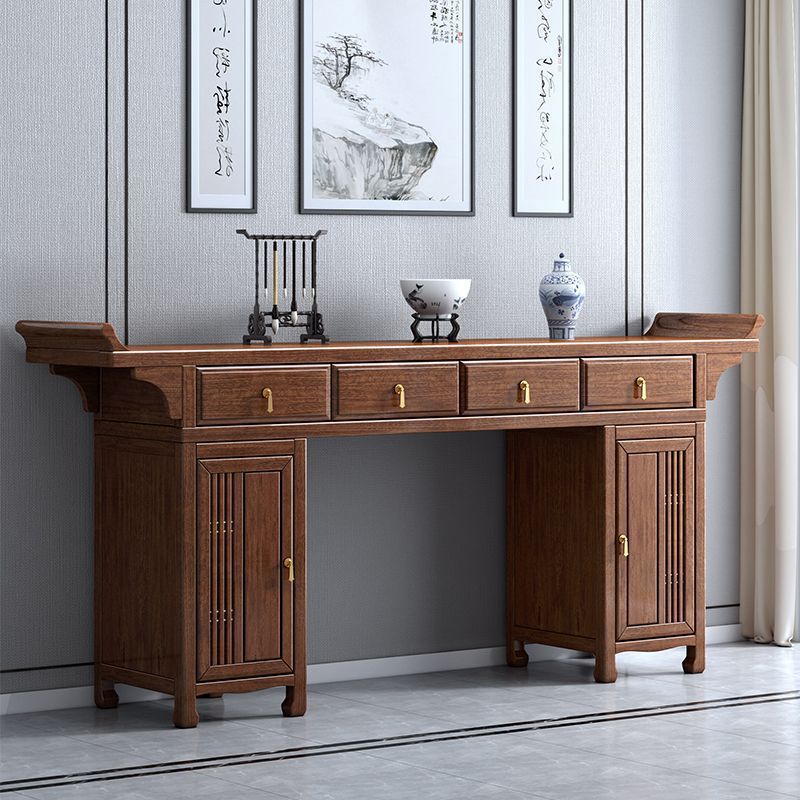 New Chinese-Style Eight Immortals Altar Six-Piece Set Solid Wood Altar Table Rural Shrine Offering Table Oak