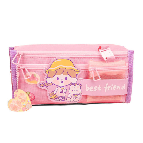Ins style niche stationery box for primary and secondary school students large capacity girl cartoon boy stationery bag high-value pencil case