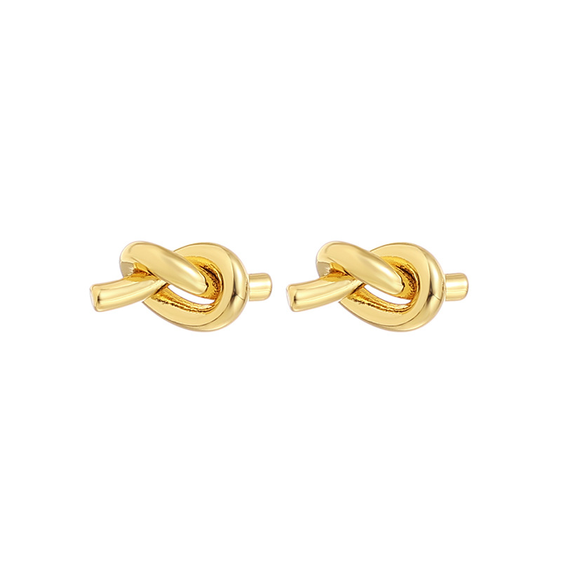 Diseño simple europeo y americano anudado torcido flor pequeños pendientes nicho exquisito retro de alta calidad pendientes de aguja de plata para las mujeres