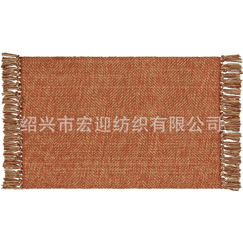 New cross-border foreign trade twill multi-colored tassel rug, bedroom bedside rug, cotton-woven rug, entrance and living room rug