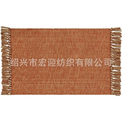 rug, bedroom bedside rug, cotton-woven | Avtomobil döşəmə paspasları - twill-brown-red-tassels-60x90cm