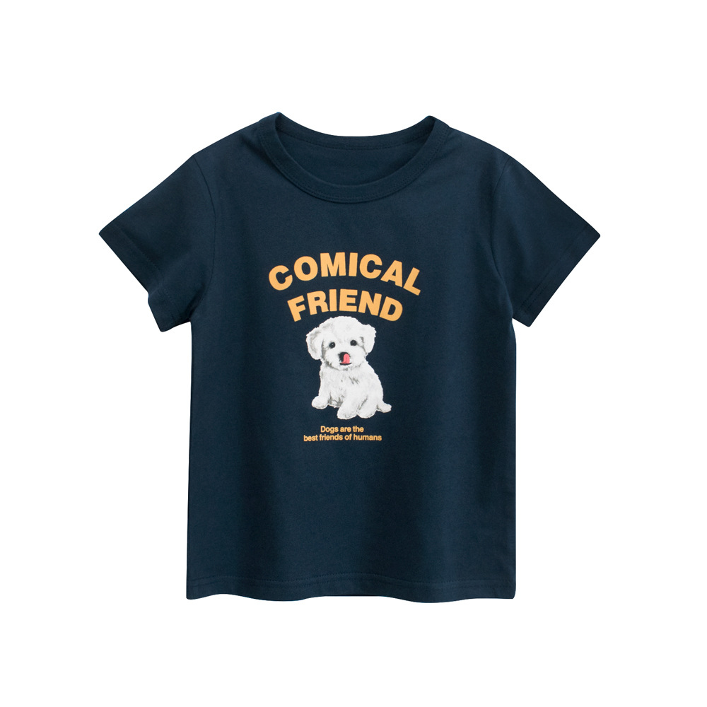27kids ropa para niños nuevo verano 2025 niños cachorros estampados camiseta de manga corta ropa de bebé para hombres