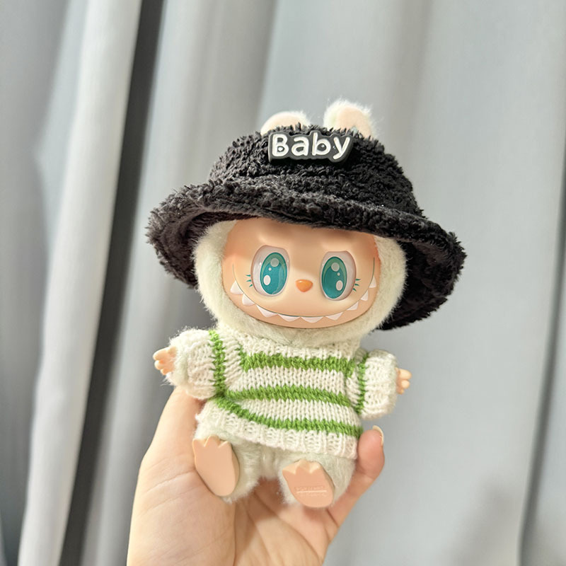 仅衣服] 二代盲盒Labubu衣服搪胶脸挂件拉布布坐坐派对潮流背带裤|undefined