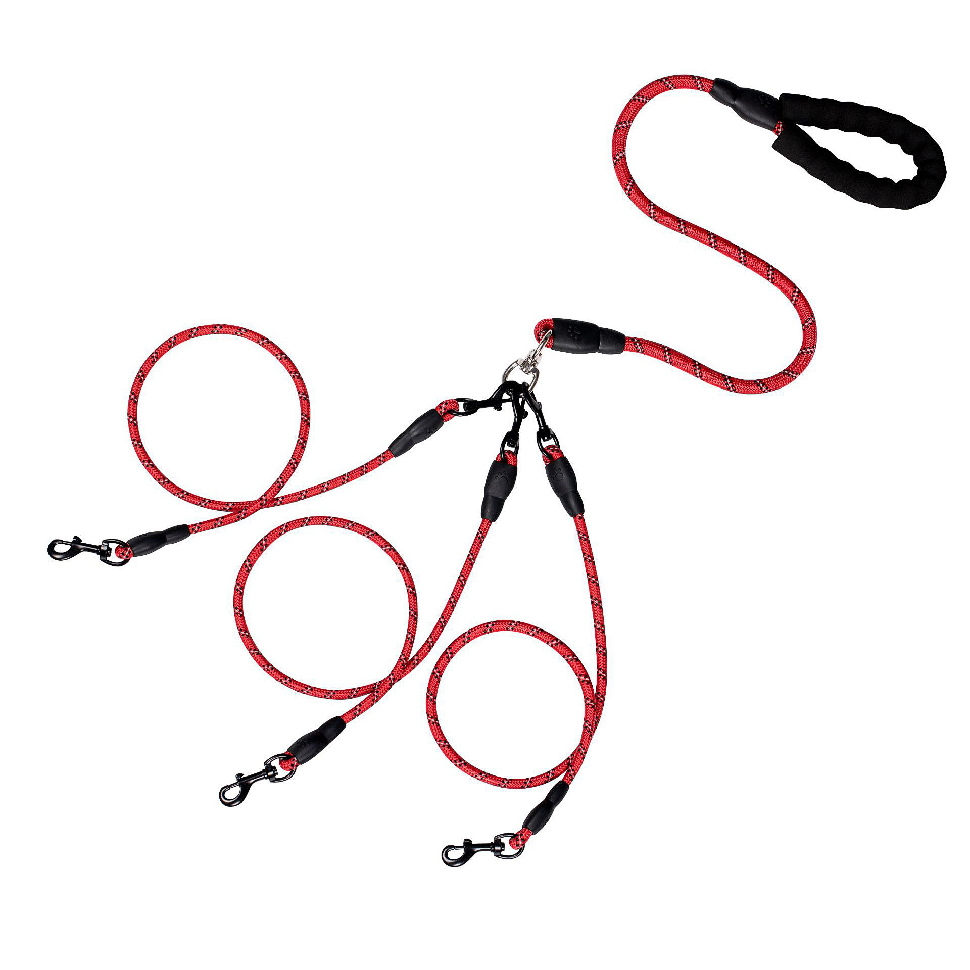 Red triple leash