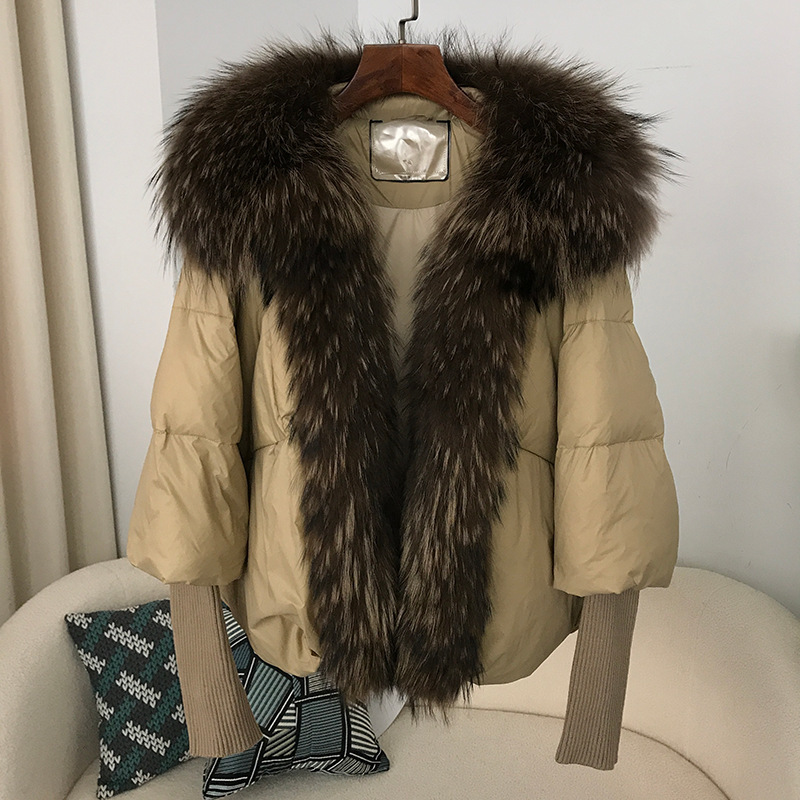 Women's Down Jacket With White Duck Down And Fur Short Coat_voghion.com