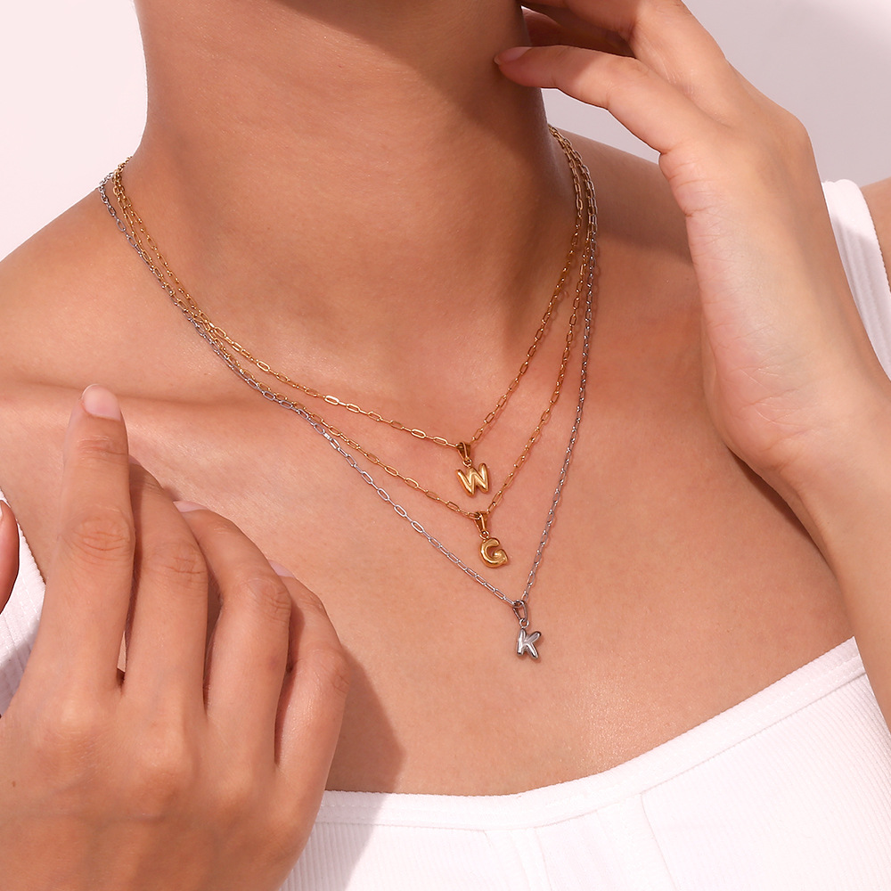 1 Piece Quantity PVD Coated Real Gold Plated Letter Stainless Steel Titanium Steel Simple Style Commute Waterproof Non Tarnish Stainless Steel Pendant Necklace