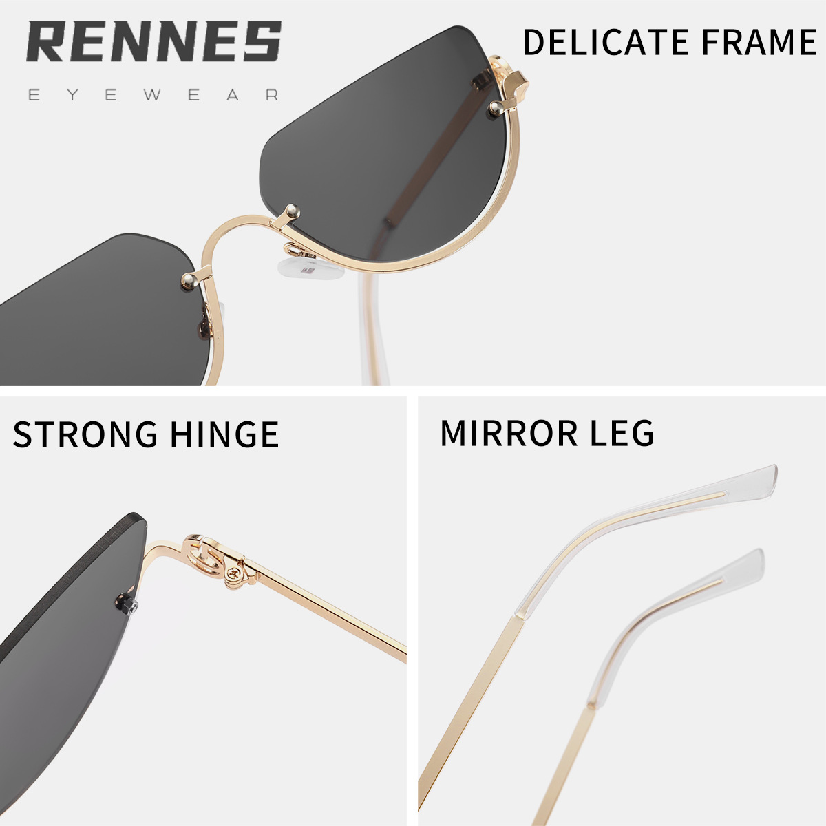 Nuevas gafas de sol de moda de medio marco de metal retro transfronterizas